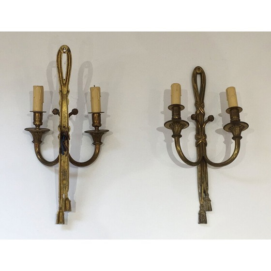 Image 1 of Pair of vintage bronze sconces, France 1940