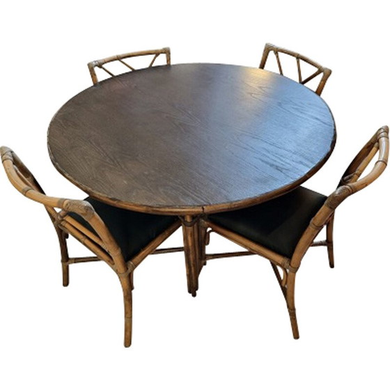 Image 1 of Vintage rattan dining set, 1980