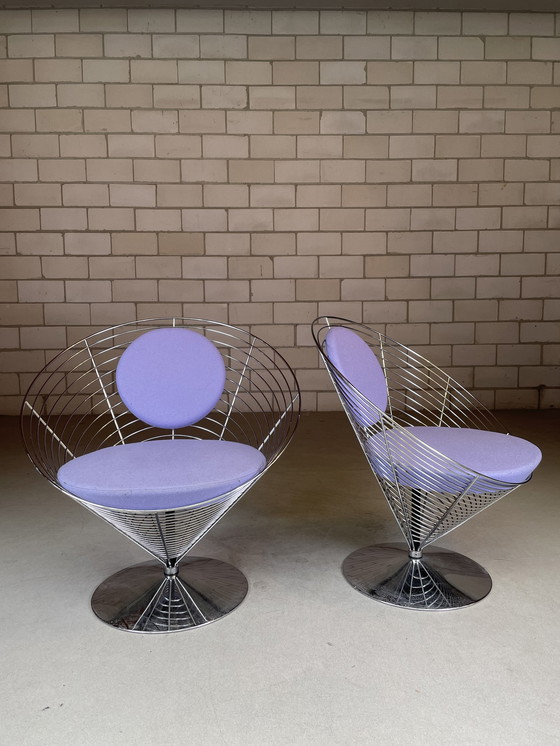 Image 1 of 2x Chaise Wire Cone de Verner Panton