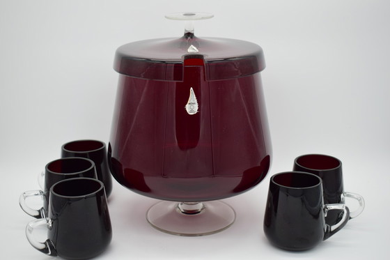 Image 1 of Nova Kristall Punch bowl ruby ​​glass