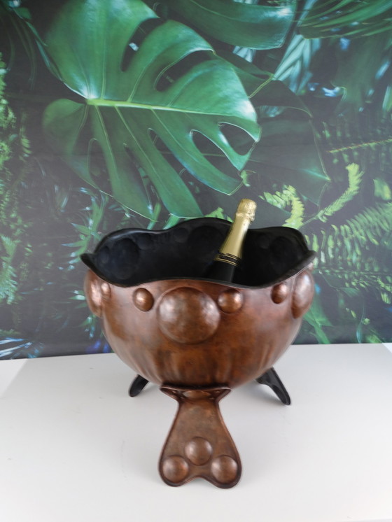 Image 1 of Luxurious champagne cooler, Art deco, 100% copper.