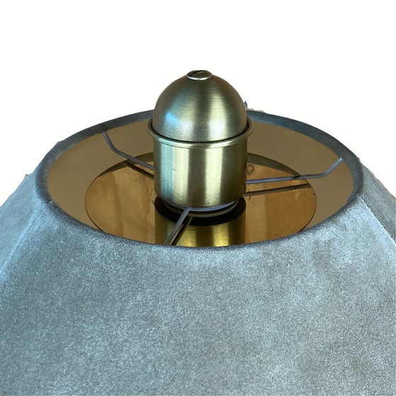 Image 1 of Leather Suede And Brass Table Lamp, 1970S