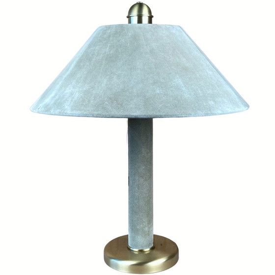 Image 1 of Leather Suede And Brass Table Lamp, 1970S