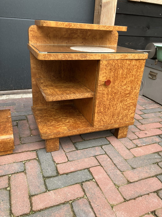 Image 1 of Art Deco Nightstands, Mirror And Drawer Cabinet