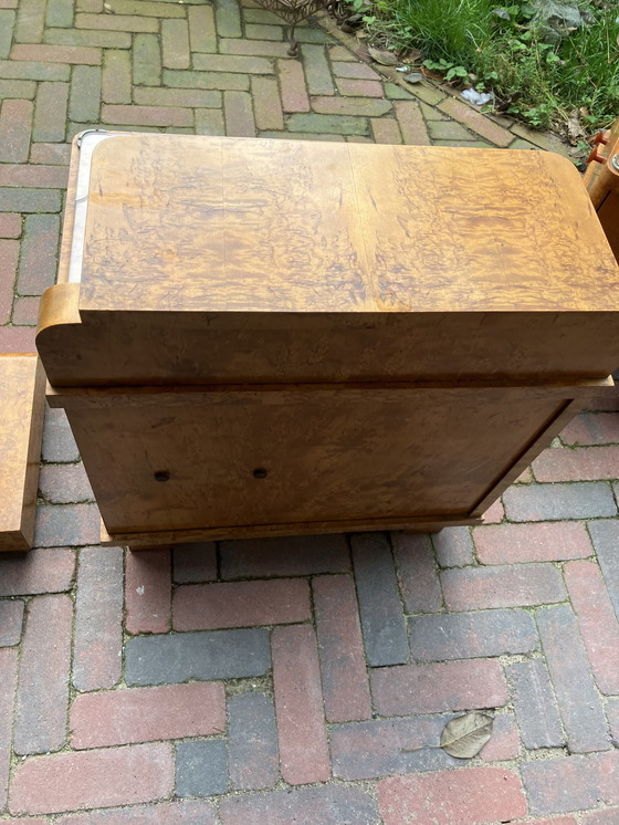 Image 1 of Art Deco Nightstands, Mirror And Drawer Cabinet