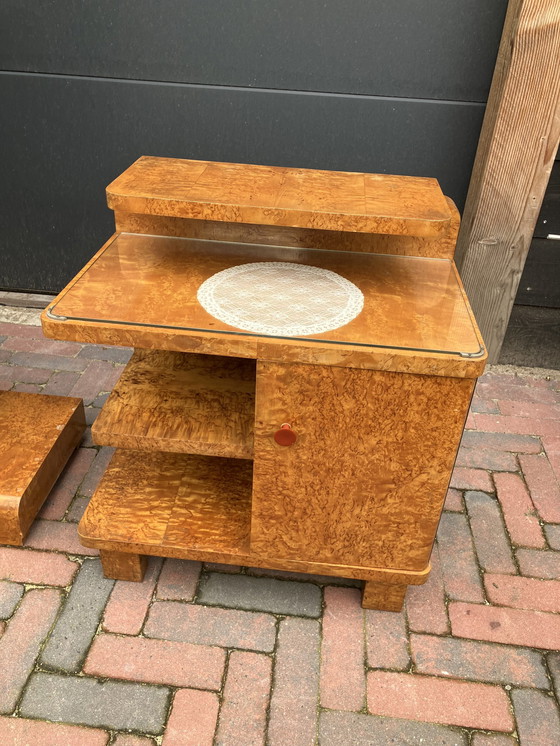 Image 1 of Art Deco Nightstands, Mirror And Drawer Cabinet