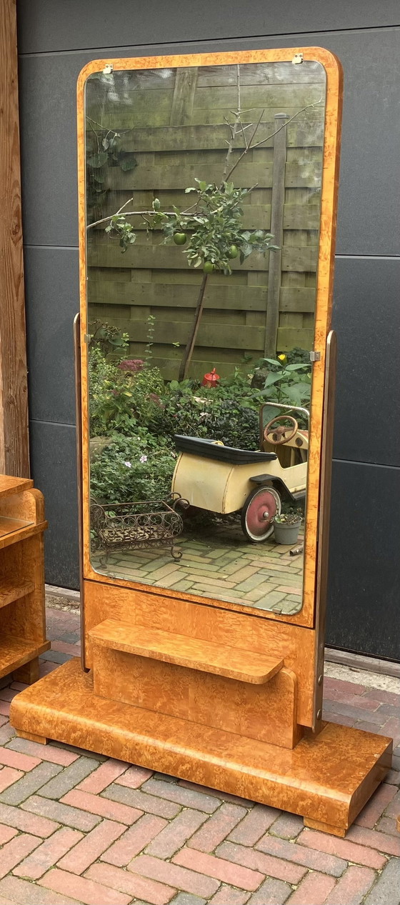 Image 1 of Art Deco Nightstands, Mirror And Drawer Cabinet