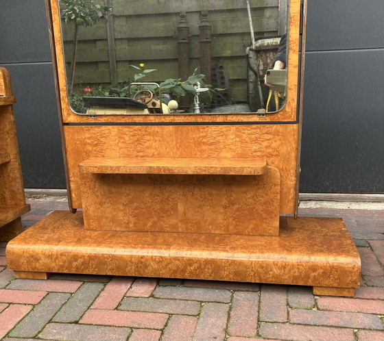 Image 1 of Art Deco Nightstands, Mirror And Drawer Cabinet