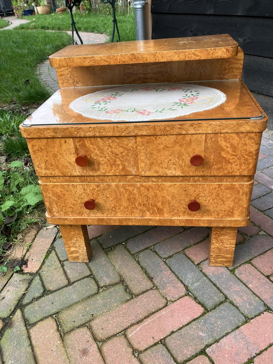 Image 1 of Art Deco Nightstands, Mirror And Drawer Cabinet