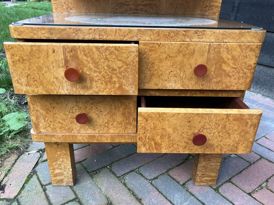 Image 1 of Art Deco Nightstands, Mirror And Drawer Cabinet