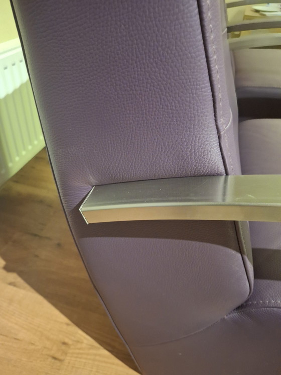 Image 1 of Sillones de Diseño Escenográfico en Cuero Morado y Acero Inoxidable