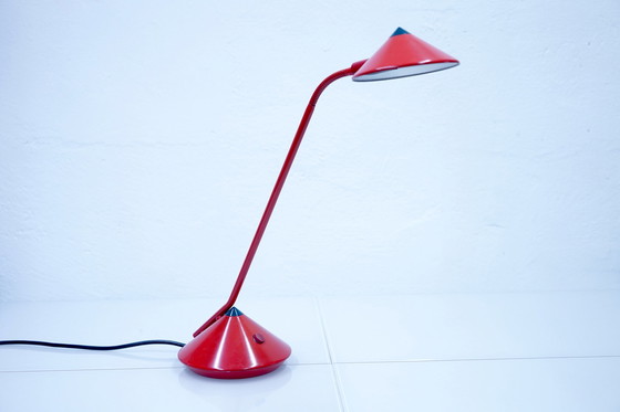 Image 1 of Lampe de table rouge vintage allemande de Fischer Leuchten, années 1980