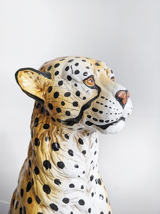 XL Ceramic Leopard Statue 1960's