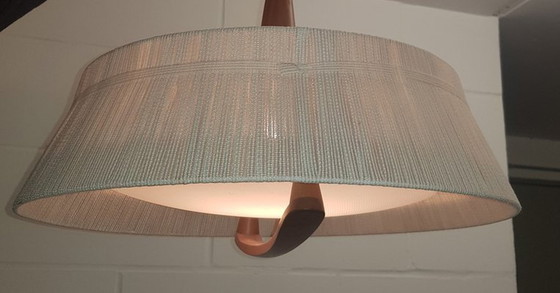 Image 1 of Extendable Raffia Train Pendant Lamp From Temde, 1970S