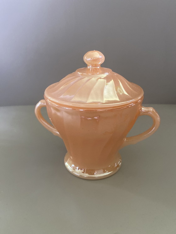 Image 1 of Anchor Hocking Peach Lustre Glazed coffee and tea service - for 6 -