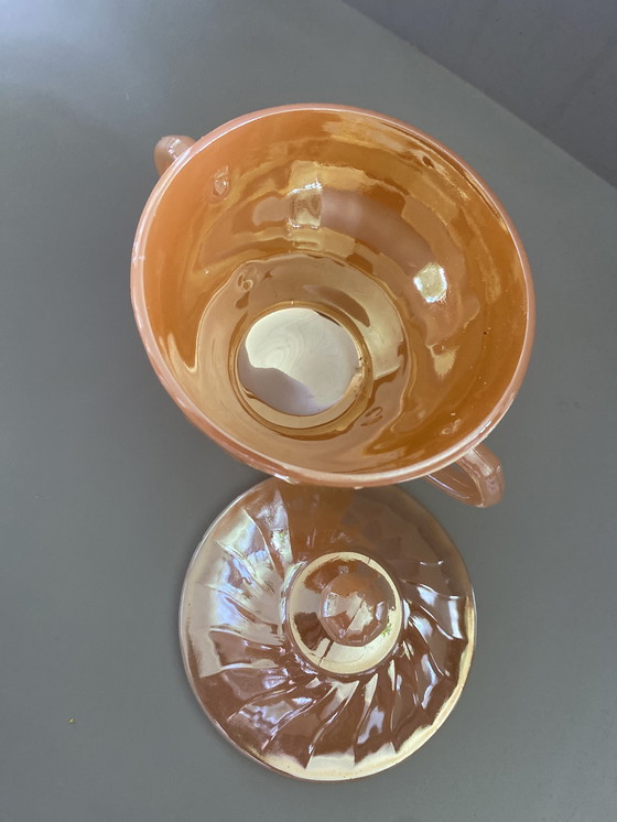 Image 1 of Anchor Hocking Peach Lustre Glazed coffee and tea service - for 6 -