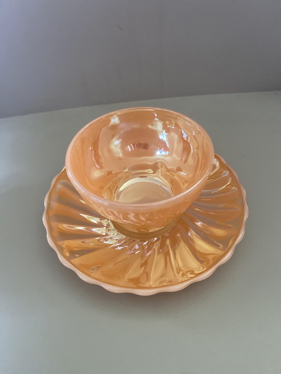 Image 1 of Service à café et thé Anchor Hocking Peach Lustre Glazed - pour 6 -