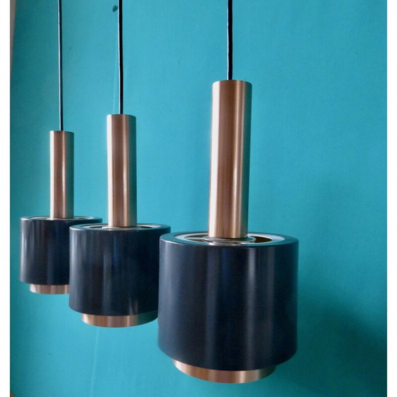 Image 1 of Lampada a sospensione vintage Doria in alluminio a 3 luci, Austria 1960