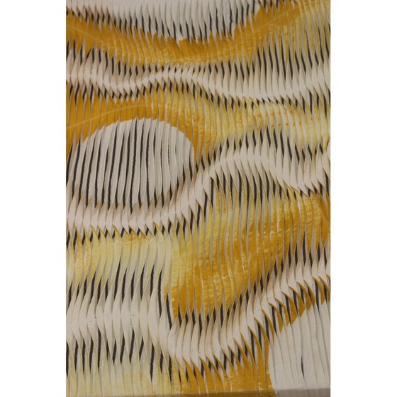 Image 1 of Vintage painting with wave and relief effect by pleating in shades of yellow