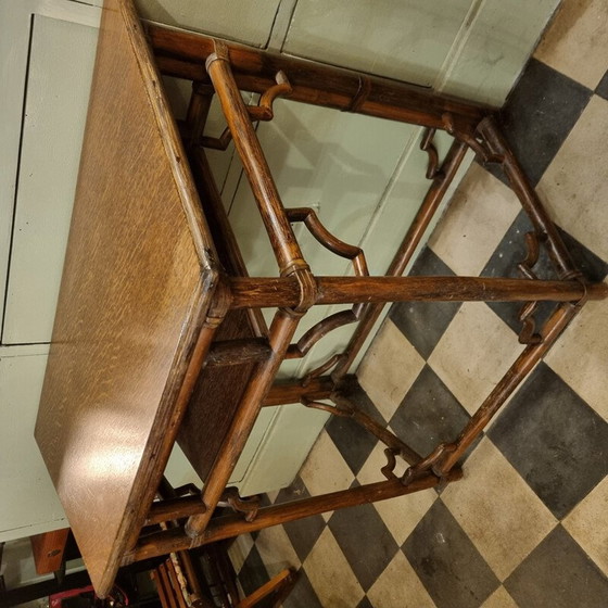 Image 1 of Vintage bamboo and oakwood console, 1920