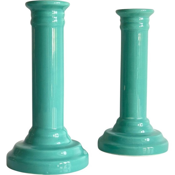 Image 1 of Pair of vintage ceramic candlesticks
