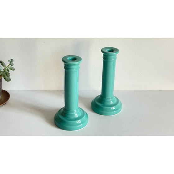Image 1 of Pair of vintage ceramic candlesticks