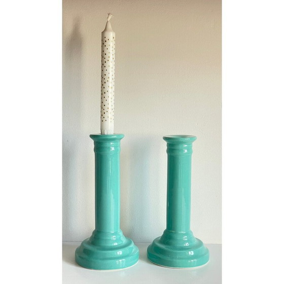 Image 1 of Pair of vintage ceramic candlesticks
