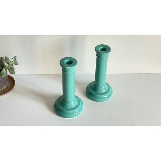 Image 1 of Pair of vintage ceramic candlesticks