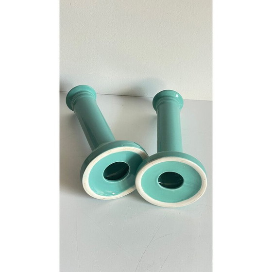 Image 1 of Pair of vintage ceramic candlesticks