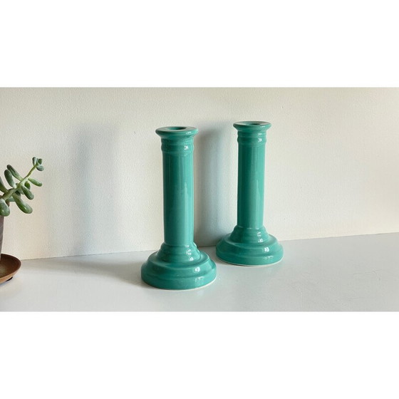 Image 1 of Pair of vintage ceramic candlesticks