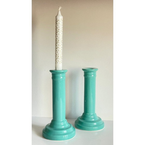 Image 1 of Pair of vintage ceramic candlesticks