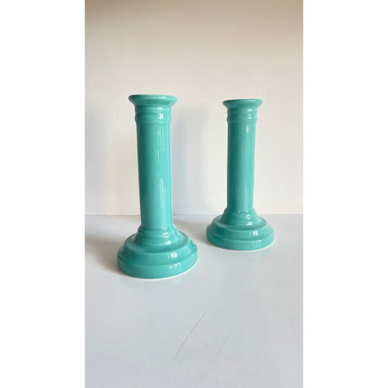 Image 1 of Pair of vintage ceramic candlesticks