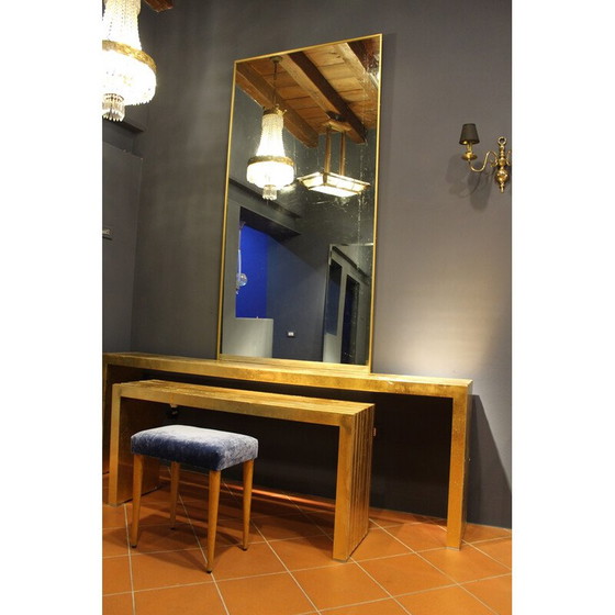 Image 1 of Vintage bench in wood and velvet, Italy 1950