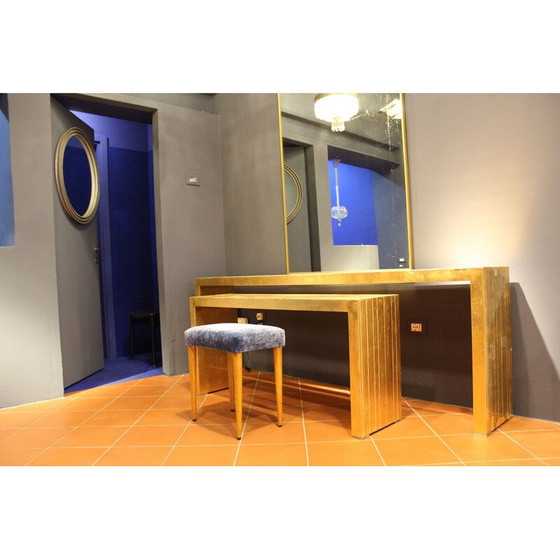 Image 1 of Vintage bench in wood and velvet, Italy 1950