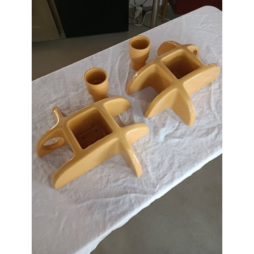 Pair of vintage ceramic soap dishes, Italy 1970