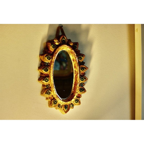 Image 1 of Vintage cabochon mirror by Georges Pelletier for La Roue Vallauris, 1950