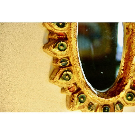 Image 1 of Vintage cabochon mirror by Georges Pelletier for La Roue Vallauris, 1950