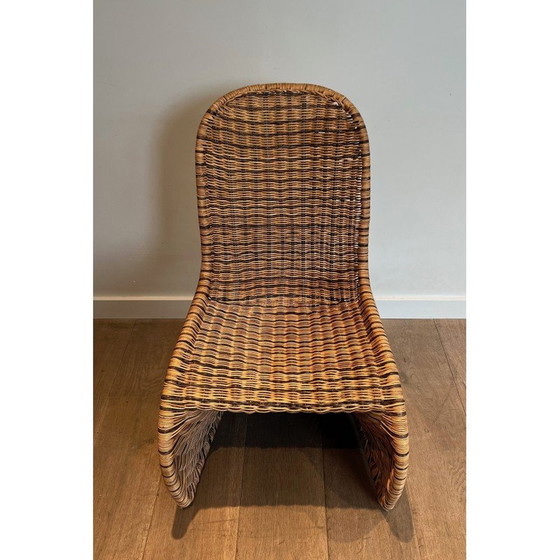 Image 1 of Set of 4 vintage curved rattan chairs, France 1970