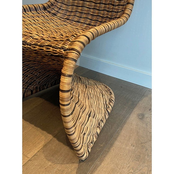 Image 1 of Set of 4 vintage curved rattan chairs, France 1970