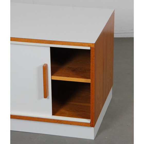 Image 1 of Vintage wood and formica chest of drawers with 2 sliding doors, 1970