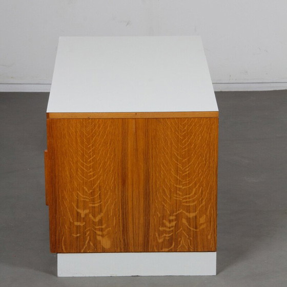 Image 1 of Vintage wood and formica chest of drawers with 2 sliding doors, 1970