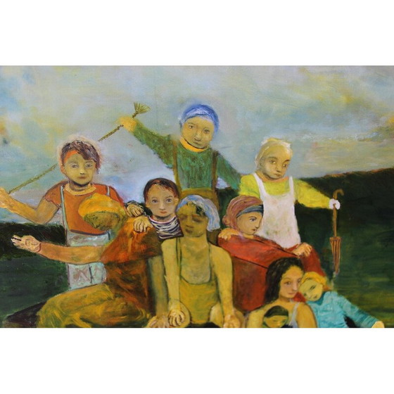 Image 1 of Vintage oil on canvas "The Ocean" by Elodie Huré