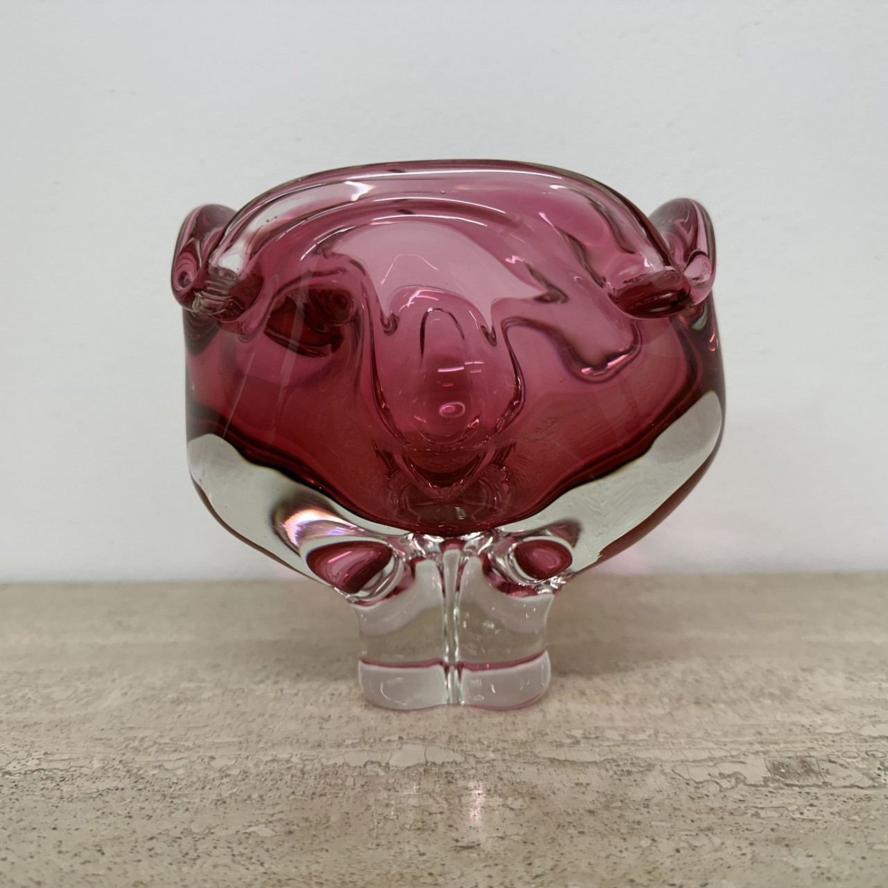 Ciotola rosa in vetro di Murano di metà secolo, anni '70