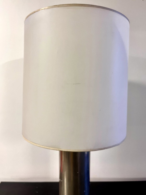 Image 1 of Chromed Cylindrical Table Lamp, 1970S
