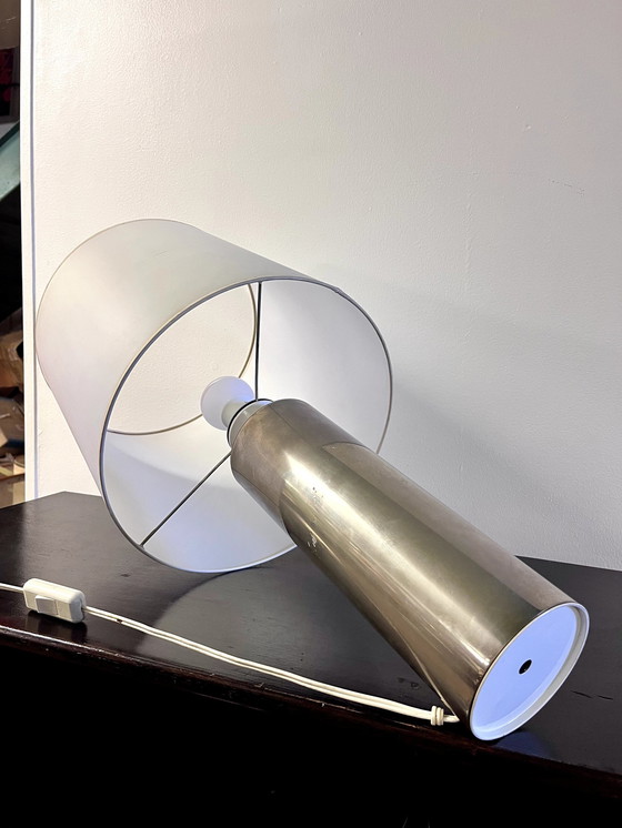 Image 1 of Chromed Cylindrical Table Lamp, 1970S