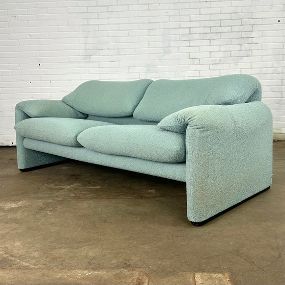 Image 1 of Turquoise Cassina Maralunga 2 Seat Sofa By Vico Magistretti 190