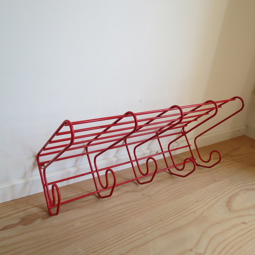 1970s Red Metal Coat Rack By Tomado Netherlands