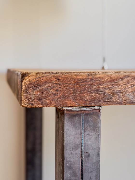 Image 1 of Solid Oak Wood Desk With Integrated Design Lamp
