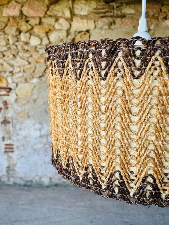 Image 1 of Lampada a sospensione vintage in corda di sisal, anni '70