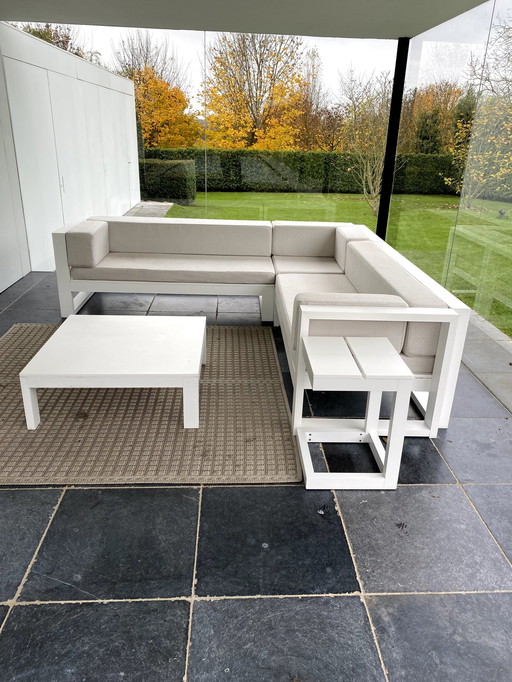 Lounge Set With Cushions, Table, Side Table, 3 Side Seats